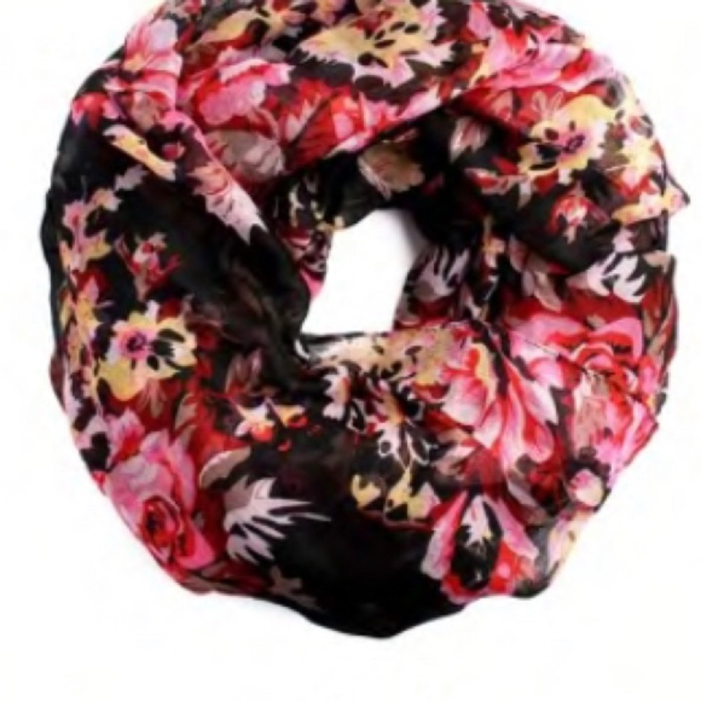 Black Floral Infinity Scarf